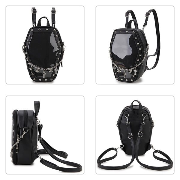 Gothic Punk Coffin Shaped Backpack Shoulder Bag