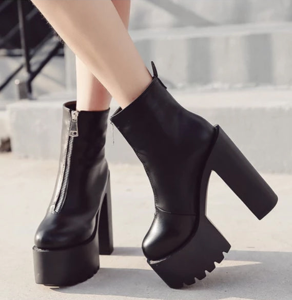 Gothic Zipper High Heels Platform Boots