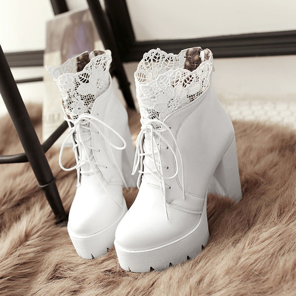 Gothic Victorian Lace Platform Boots
