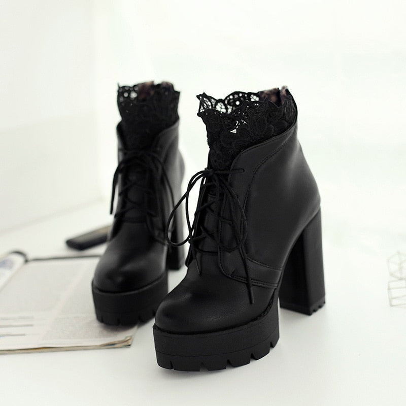 Gothic Victorian Lace Platform Boots – ROCK 'N DOLL