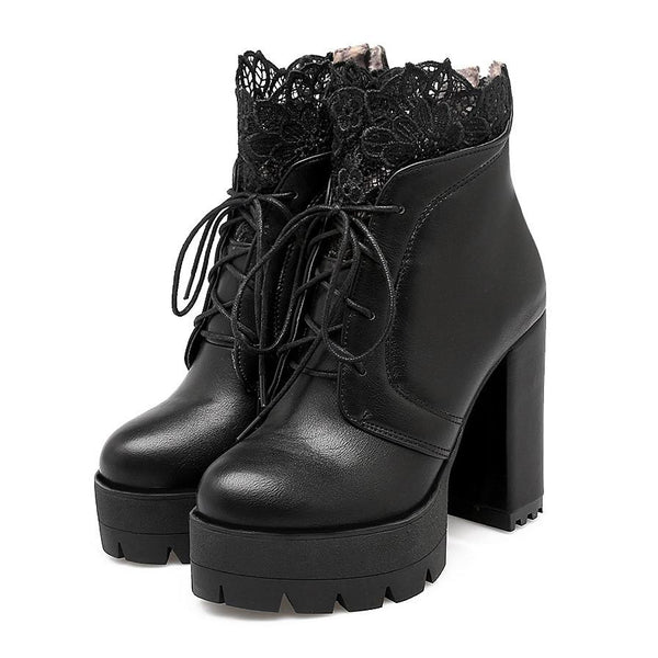 Gothic Victorian Lace Platform Boots