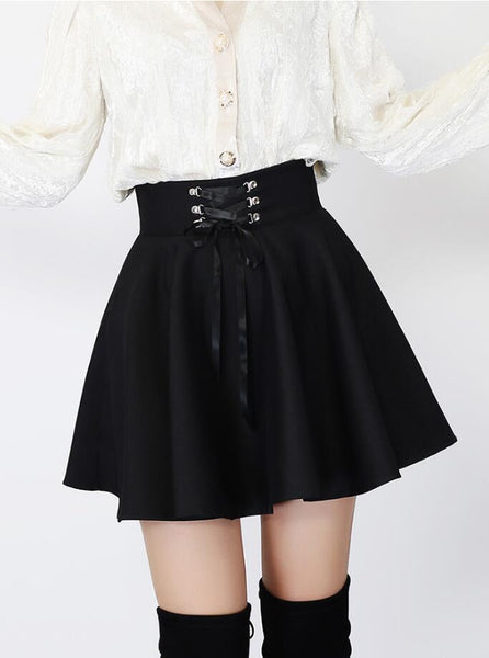 Gothic Harajuku Lace Up Waist Mini Skirt