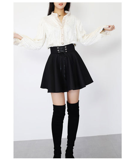 Gothic Harajuku Lace Up Waist Mini Skirt