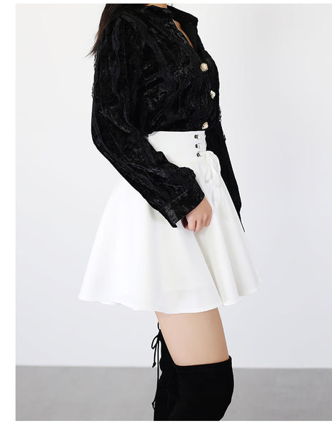 Gothic Harajuku Lace Up Waist Mini Skirt