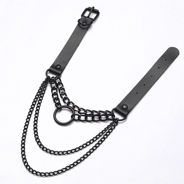 Gothic Layered Chain O-Ring Choker Collar Necklace