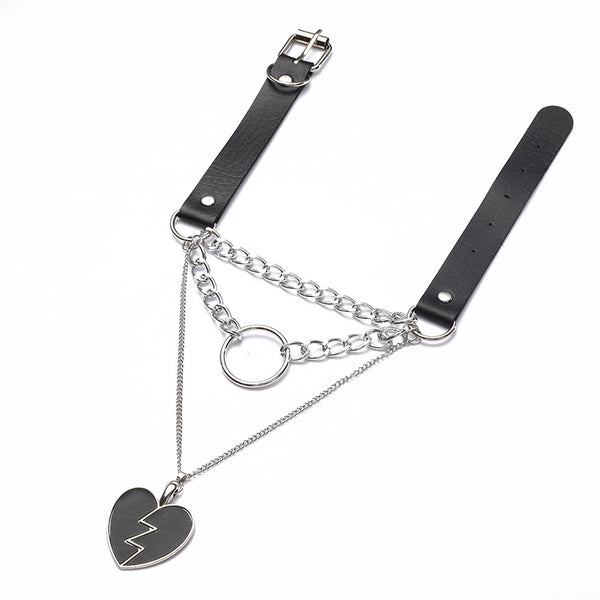 Gothic Layered Chain O-Ring Choker Collar Necklace