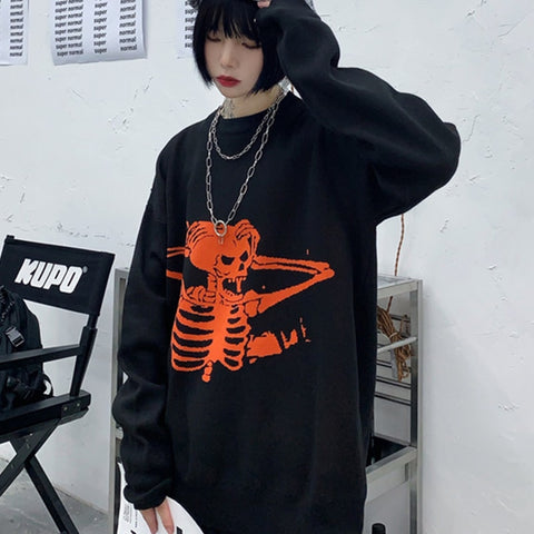 Gothic Harajuku Skull Skeleton Sweater Top