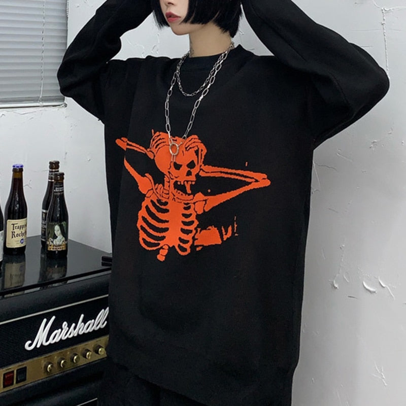 Gothic Harajuku Skull Skeleton Sweater Top