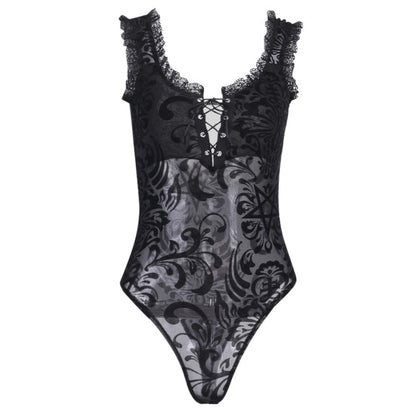 Gothic Lace And Mesh Bodysuit