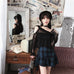 Gothic Blue Sling Strap Plaid Dress main image 0