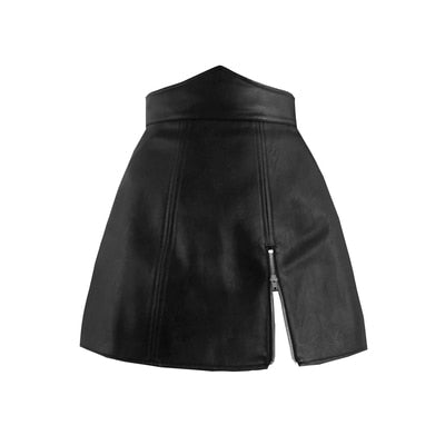 Gothic PU Leather High Waist Zipper Mini Skirt
