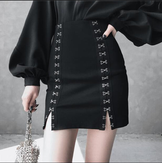 Gothic Harajuku Hook Lock Mini Skirt