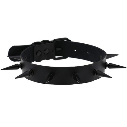 Gothic Punk All Black Large Spikes Choker Necklace (Available in 16 colors)