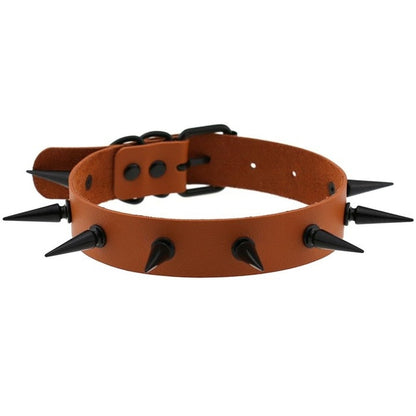 Gothic Punk All Black Large Spikes Choker Necklace (Available in 16 colors)