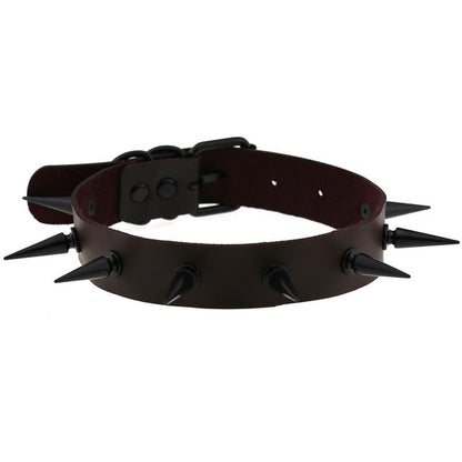 Gothic Punk All Black Large Spikes Choker Necklace (Available in 16 colors)