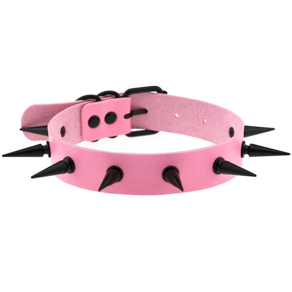 Gothic Punk All Black Large Spikes Choker Necklace (Available in 16 colors)