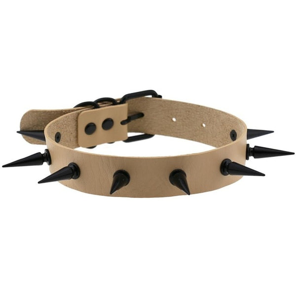 Gothic Punk All Black Large Spikes Choker Necklace (Available in 16 colors)