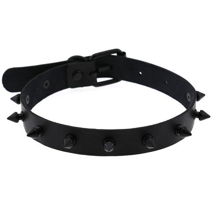 Gothic Punk All Black Small Spikes Choker Necklace (Available in 16 colors)