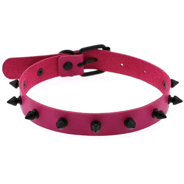 Gothic Punk All Black Small Spikes Choker Necklace (Available in 16 colors)