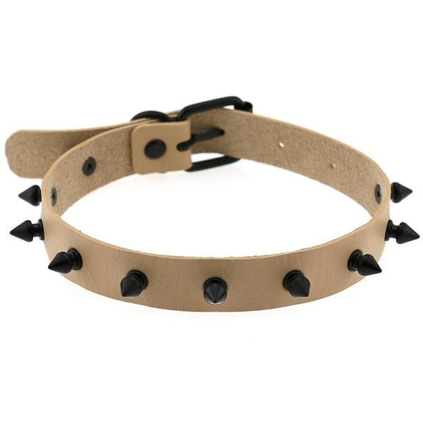 Gothic Punk All Black Small Spikes Choker Necklace (Available in 16 colors)