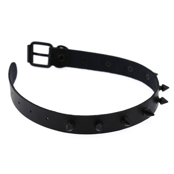 Gothic Punk All Black Small Spikes Choker Necklace (Available in 16 colors)