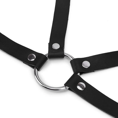 Gothic Faux Leather Choker Chest O-Ring Harness