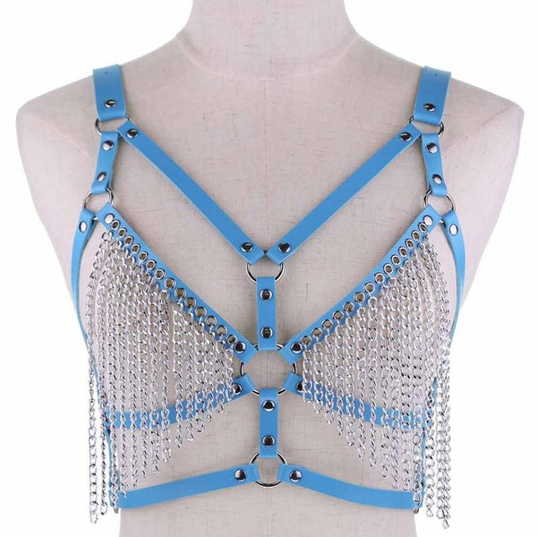 Gothic Leather And Chains Body Harness (Available in 16 colors)