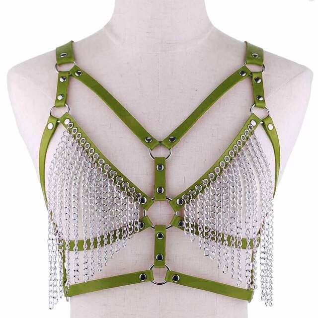 Gothic Leather And Chains Body Harness (Available in 16 colors)