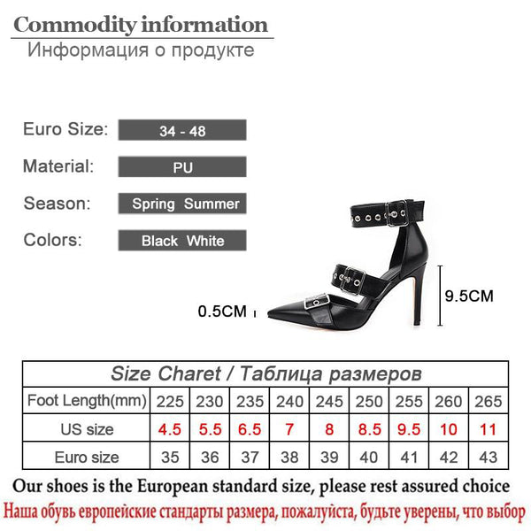 Gothic Pointed Toe Buckle Rivets Stiletto Pumps Heels
