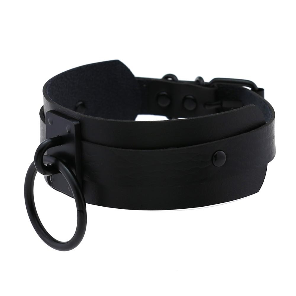Gothic All Black Single O-Ring Choker Necklace (Available in 16 colors)