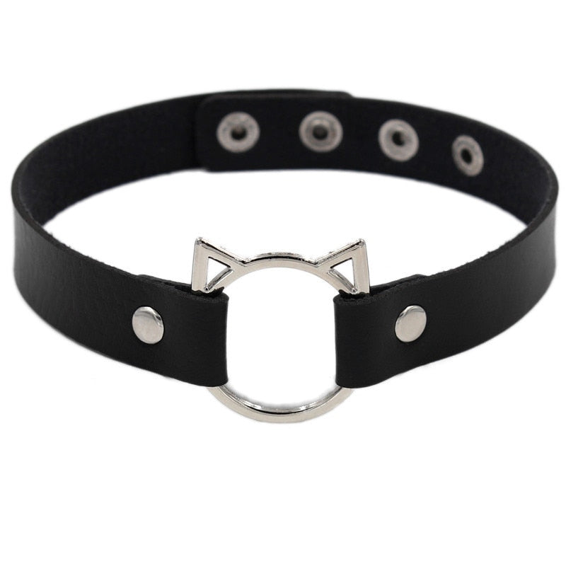 Gothic Harajuku Cat Ring Choker Necklace (available in 9 colors)