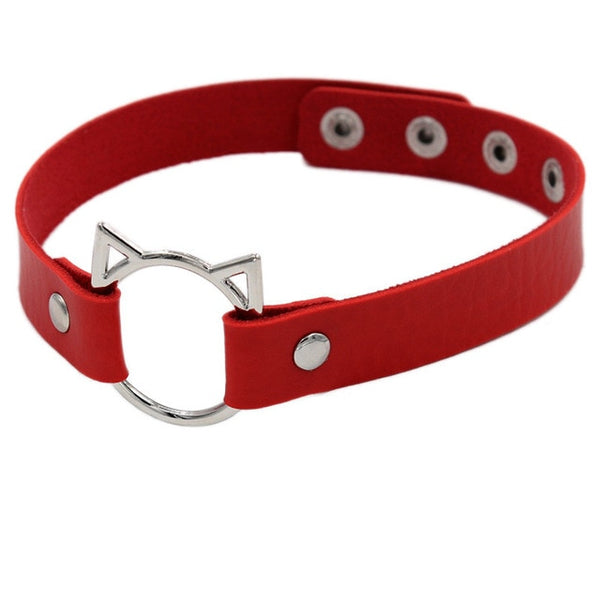 Gothic Harajuku Cat Ring Choker Necklace (available in 9 colors)