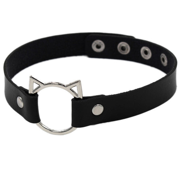 Gothic Harajuku Cat Ring Choker Necklace (available in 9 colors)