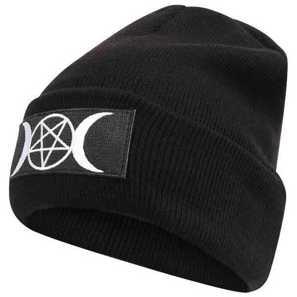 Gothic Triple Moon Knitted Beanie Hat