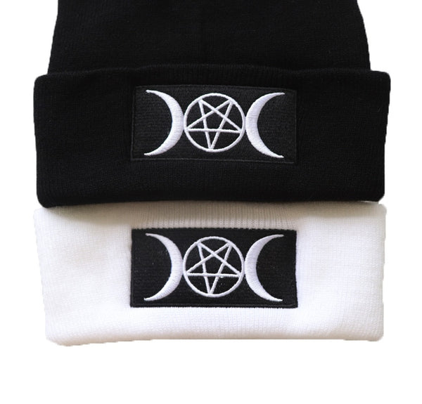 Gothic Triple Moon Knitted Beanie Hat