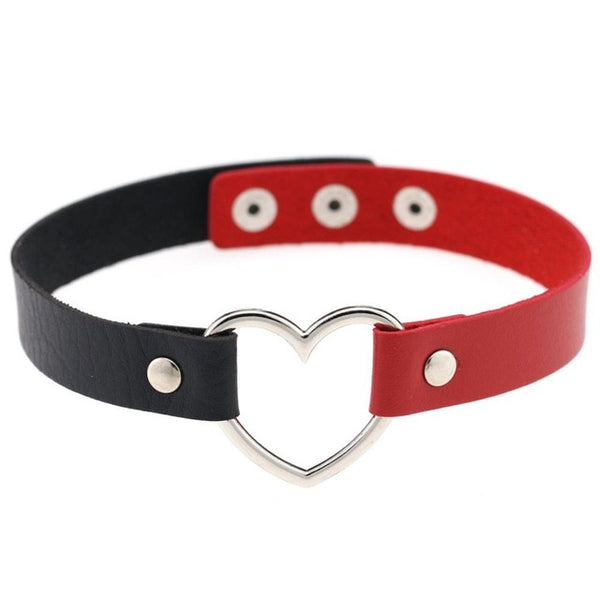 Gothic Grunge Heart Two-Tone Choker Necklace (available in 8 colors)