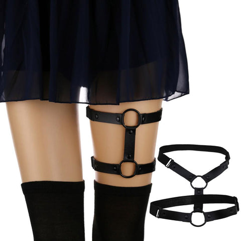 Gothic Grunge Black O-Ring Leg Thigh Harness