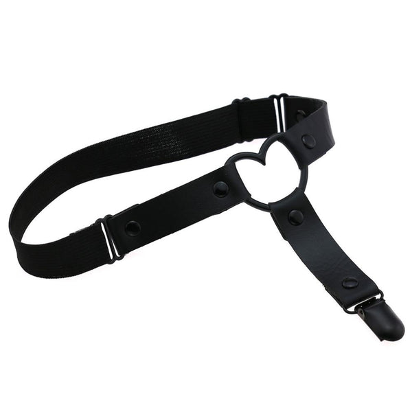 Gothic Grunge Black Heart Leg Thigh Harness