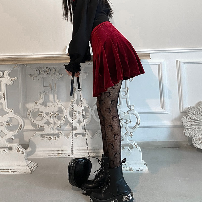Gothic Grunge Velvet Mini Skirt