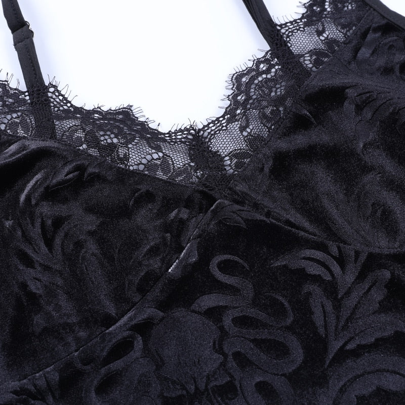 Gothic Vintage Lace Trim Camisole Top