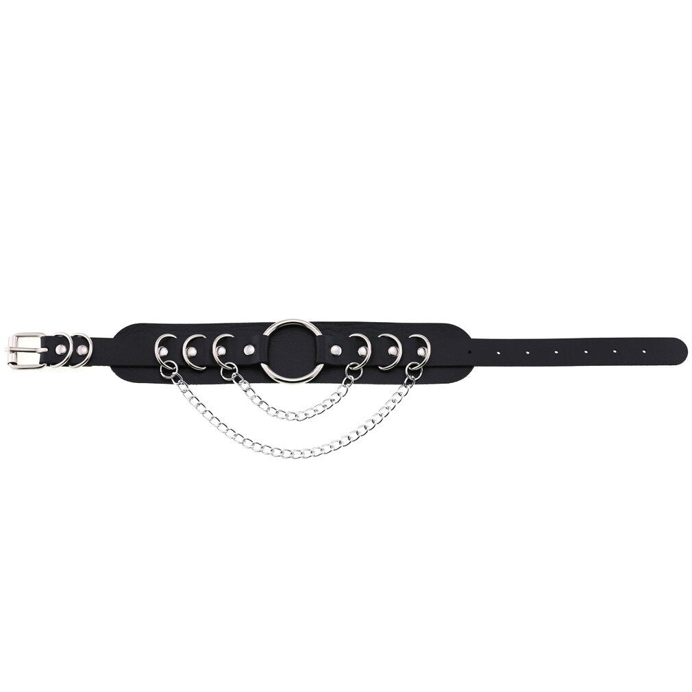 Gothic Punk Double Chain O-Ring Choker Necklace