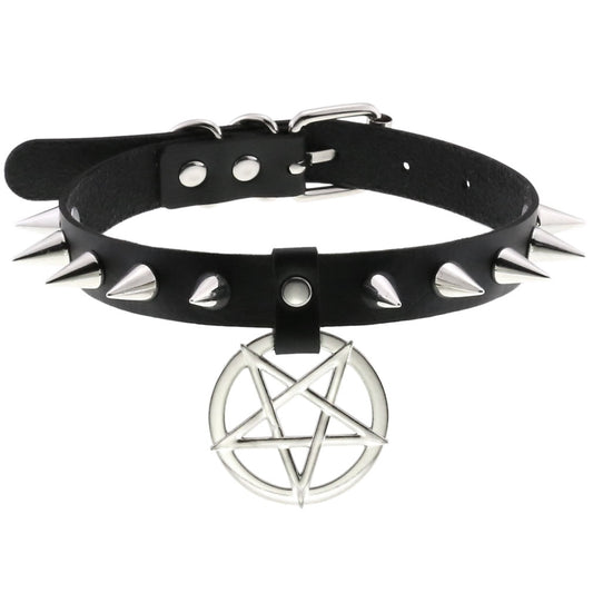 Gothic Spikes Pentagram Choker Necklace