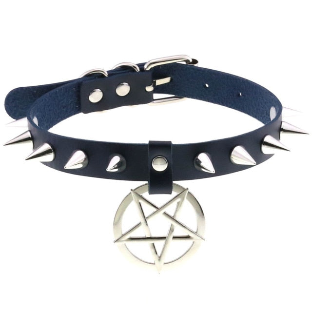 Gothic Spikes Pentagram Choker Necklace