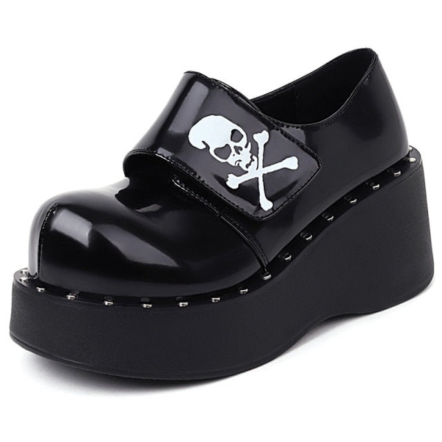 Gothic Skull Bones Platform Pumps Shoes – ROCK 'N DOLL