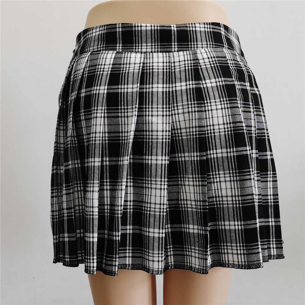 Gothic Grunge Plaid Pleated Mini Skirt Shorts (available in XS to 4XL)