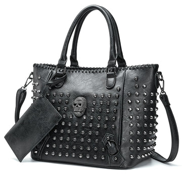 3D Embossed Skull Punk Rock Gothic Leather Rivets Laptop Travel Backpack Bag main image 0