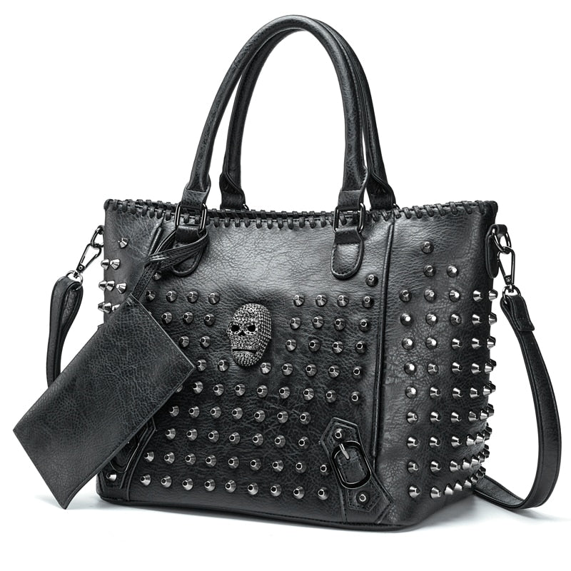 Buy Women Skull Chain Handbag Large Capacity Gothic Shoulder Bag Studded  Rivet Tote Satchel at affordable prices — free shipping, real reviews with  photos — Joom
