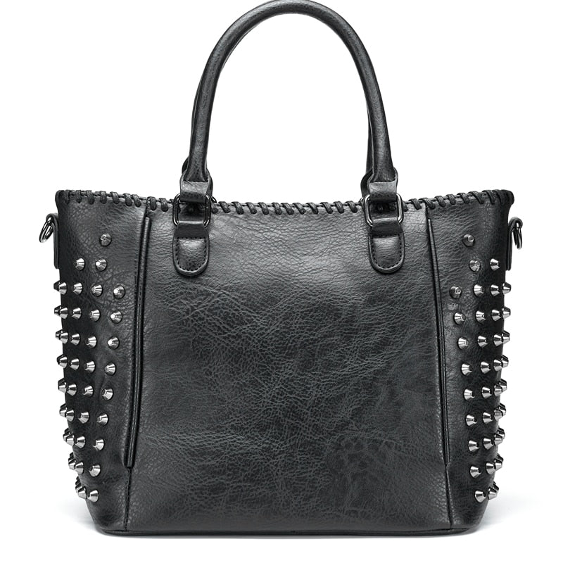 Gothic Skull Studded Rivets Tote Bag