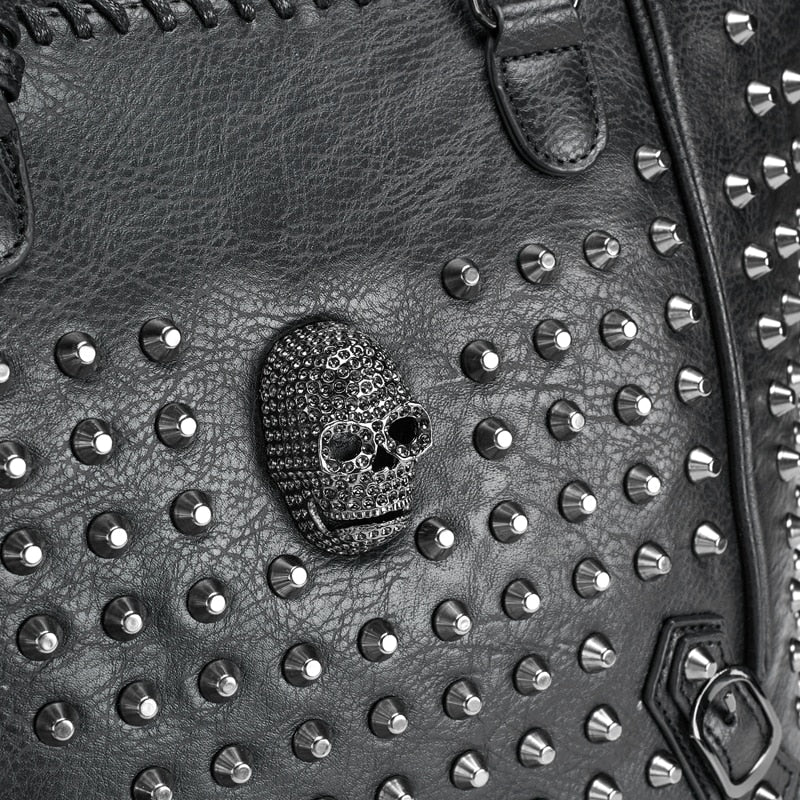 Gothic Skull Studded Rivets Tote Bag