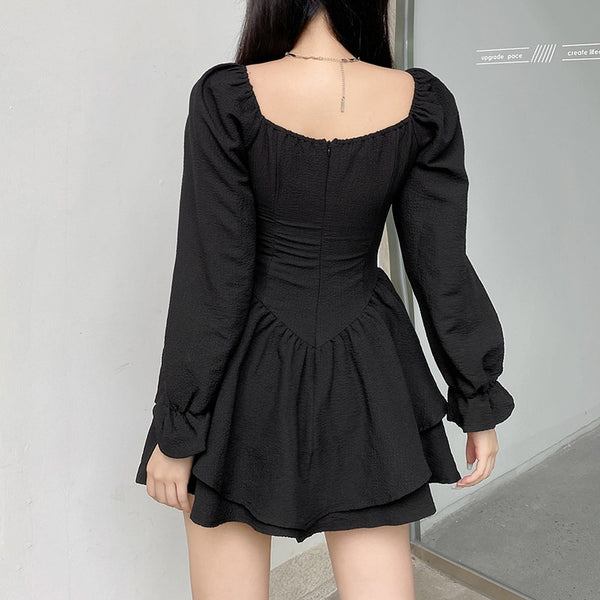 Gothic Off Shoulder Puff Sleeve Mini Dress